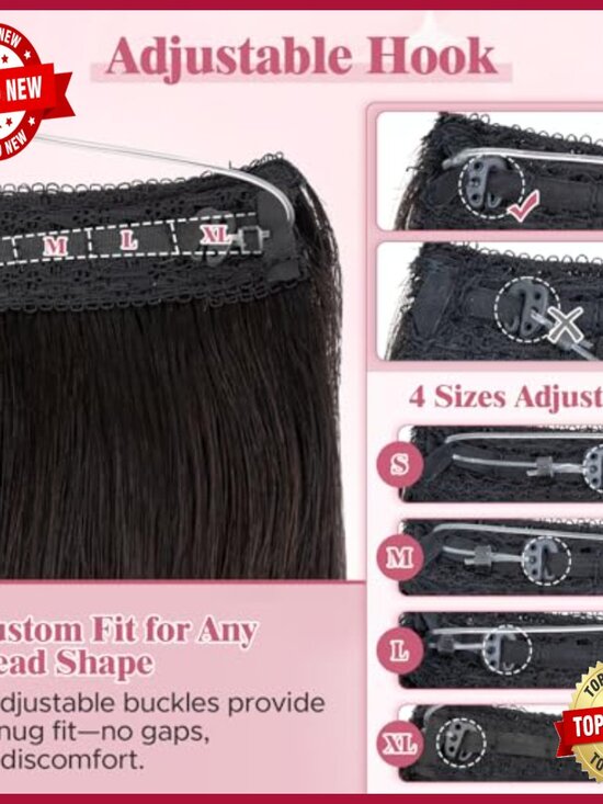 Human Hair Halo Extensions 16 Inch Wavy Invisible Wire Adjustable main image 6